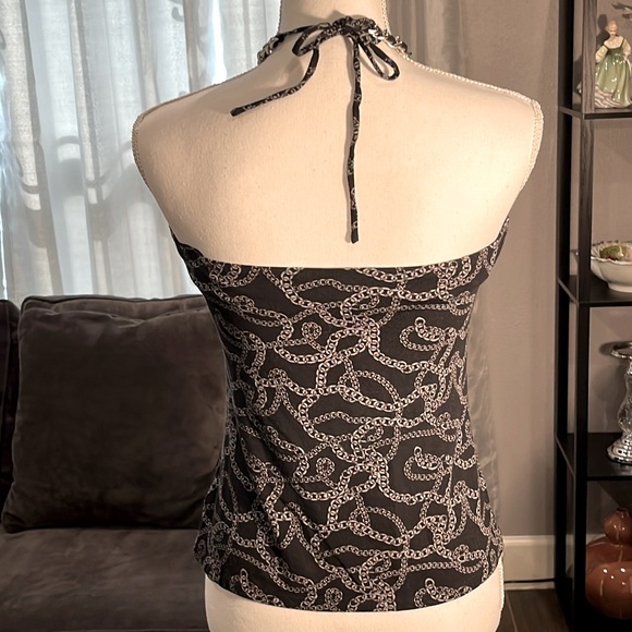 Michael Kors top black with gray chain design. Ties around the neck size M - Picture 4 of 16